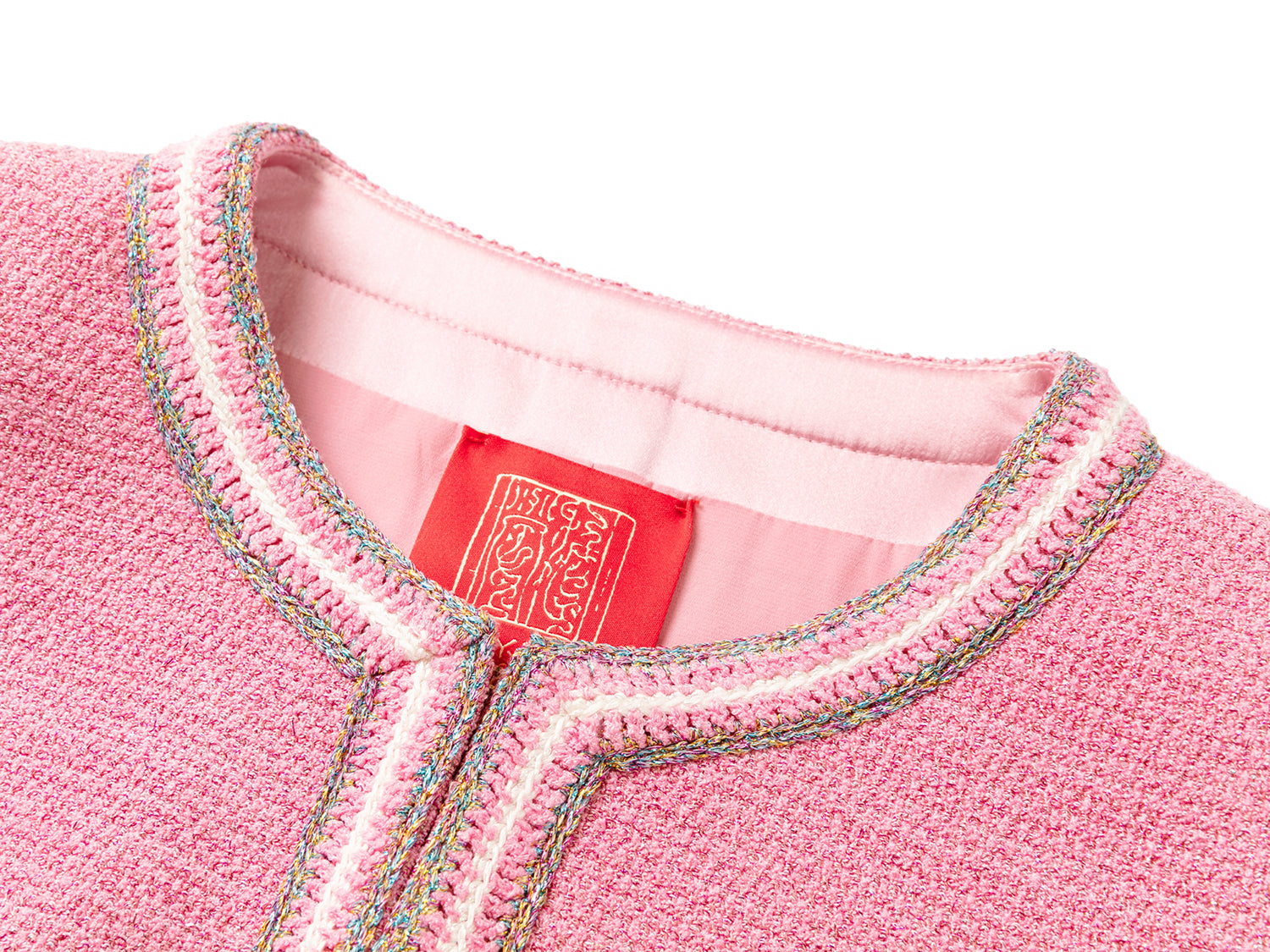 Waist-Cinching Round Neck Coat | Pink