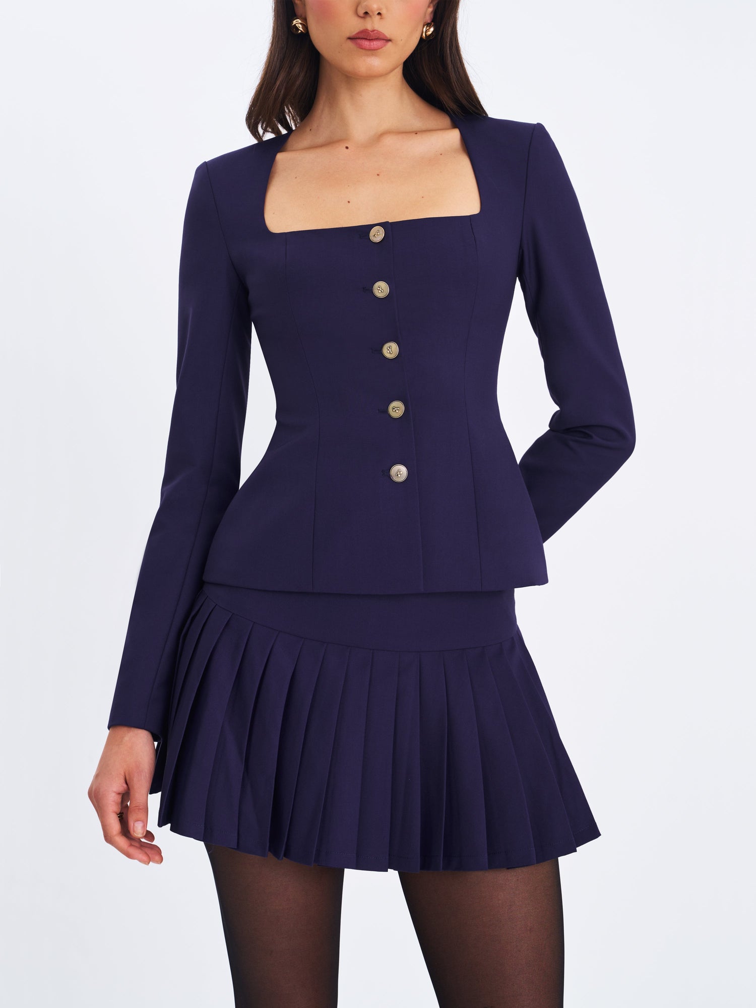 Skylar Pleated A-Line Mini Skirt | Indigo