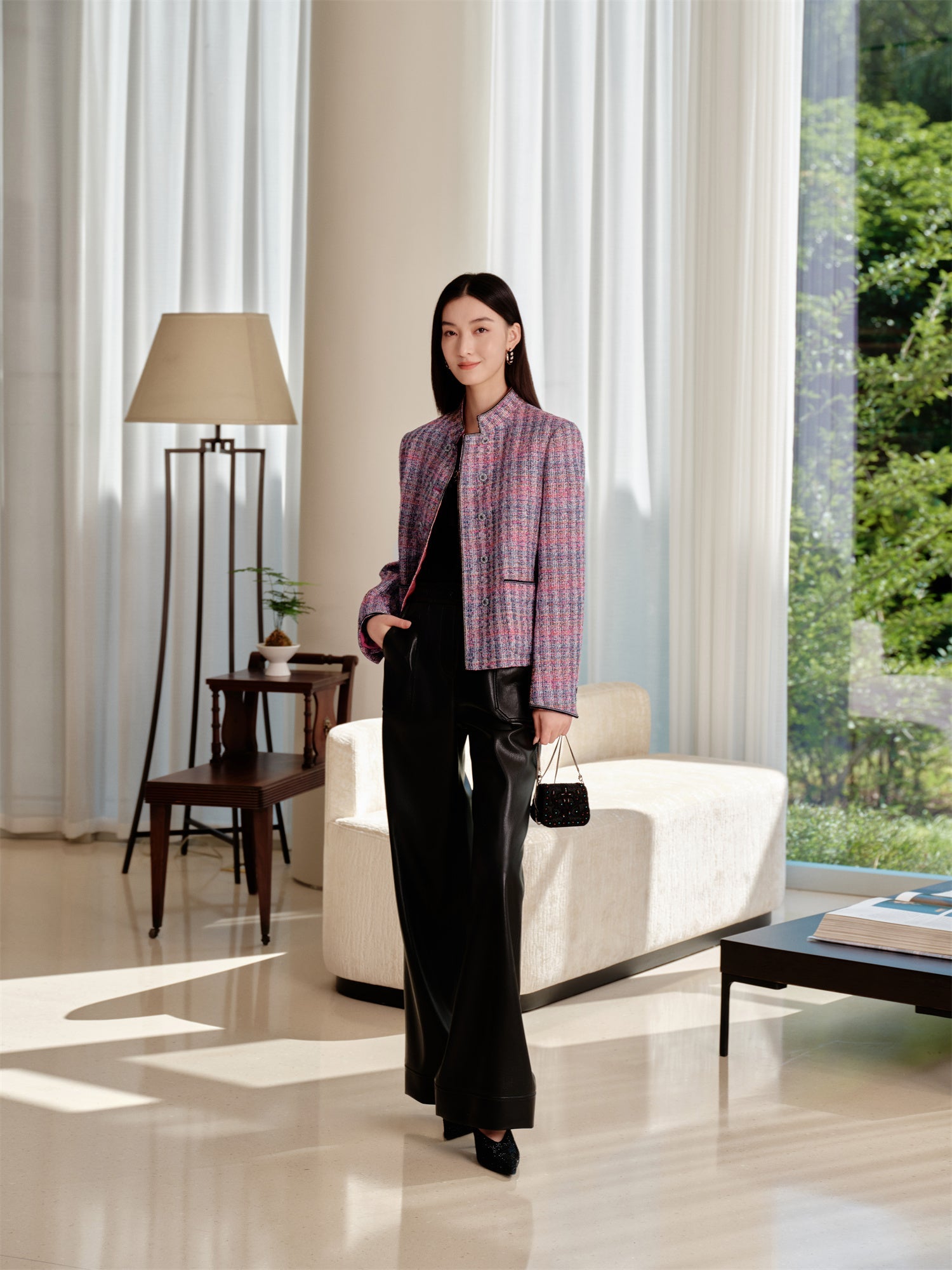 Small Stand Collar Boxy Jacket | Purple