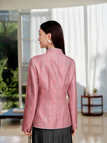 Chinese-style Mid-Waist Long Jacket | Pink