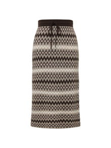 Jacquard Straight-Leg Skirt | Brown