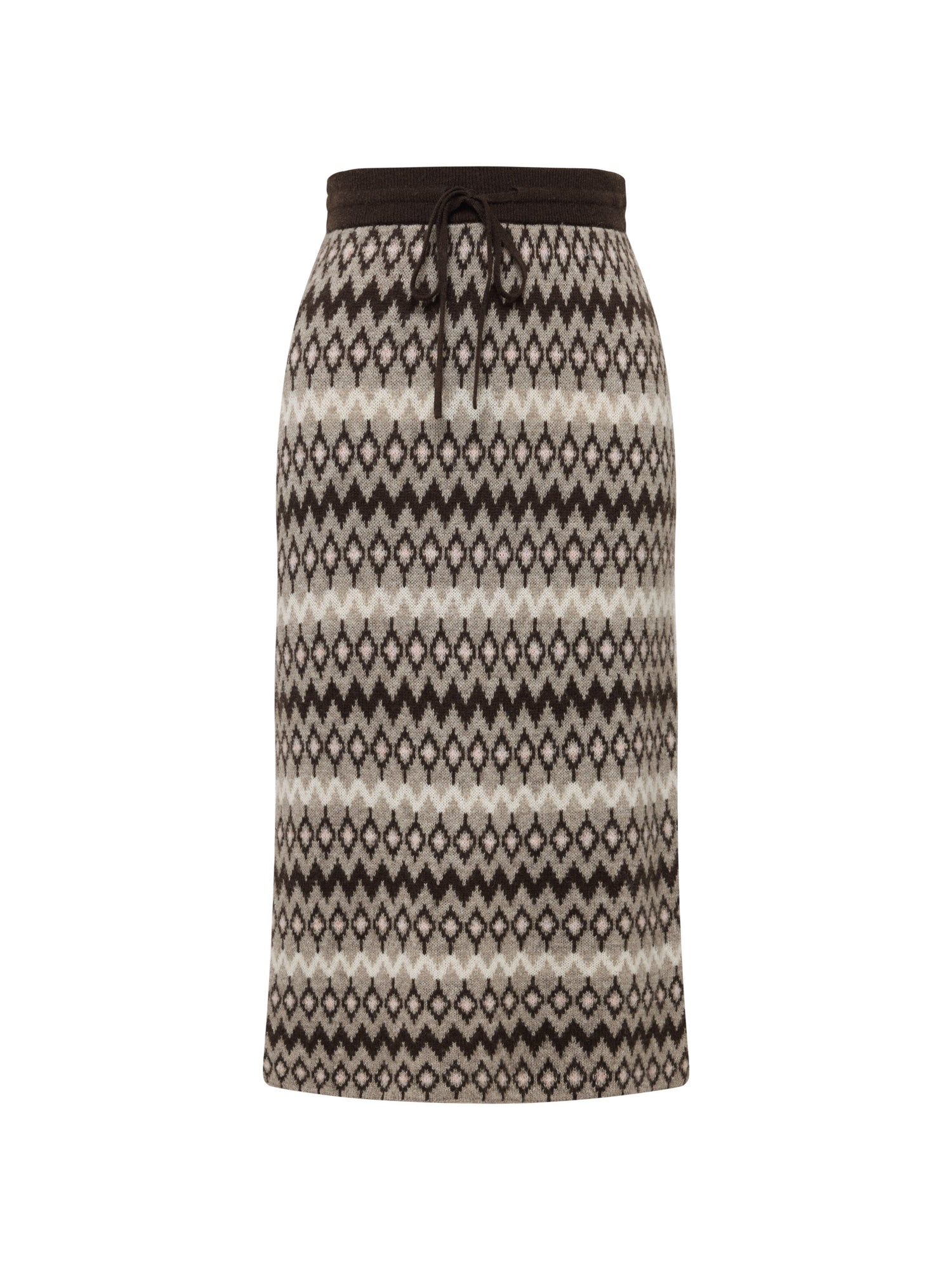Jacquard Straight-Leg Skirt | Brown