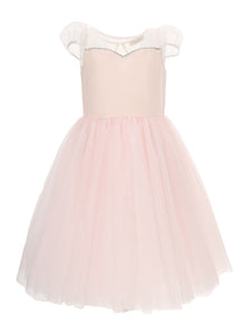 Girls | Crepe Dress With Sweetheart Neckline | Antique Pink