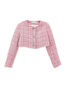 Girls | Boucle Jacket With Jewel Buttons | Pink/Silver