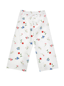 Girls | Botanical Sateen Trousers | Cream/Multicolor