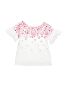 Girls | Organic Cotton Butterflies T-Shirt | Cream/FairyTale