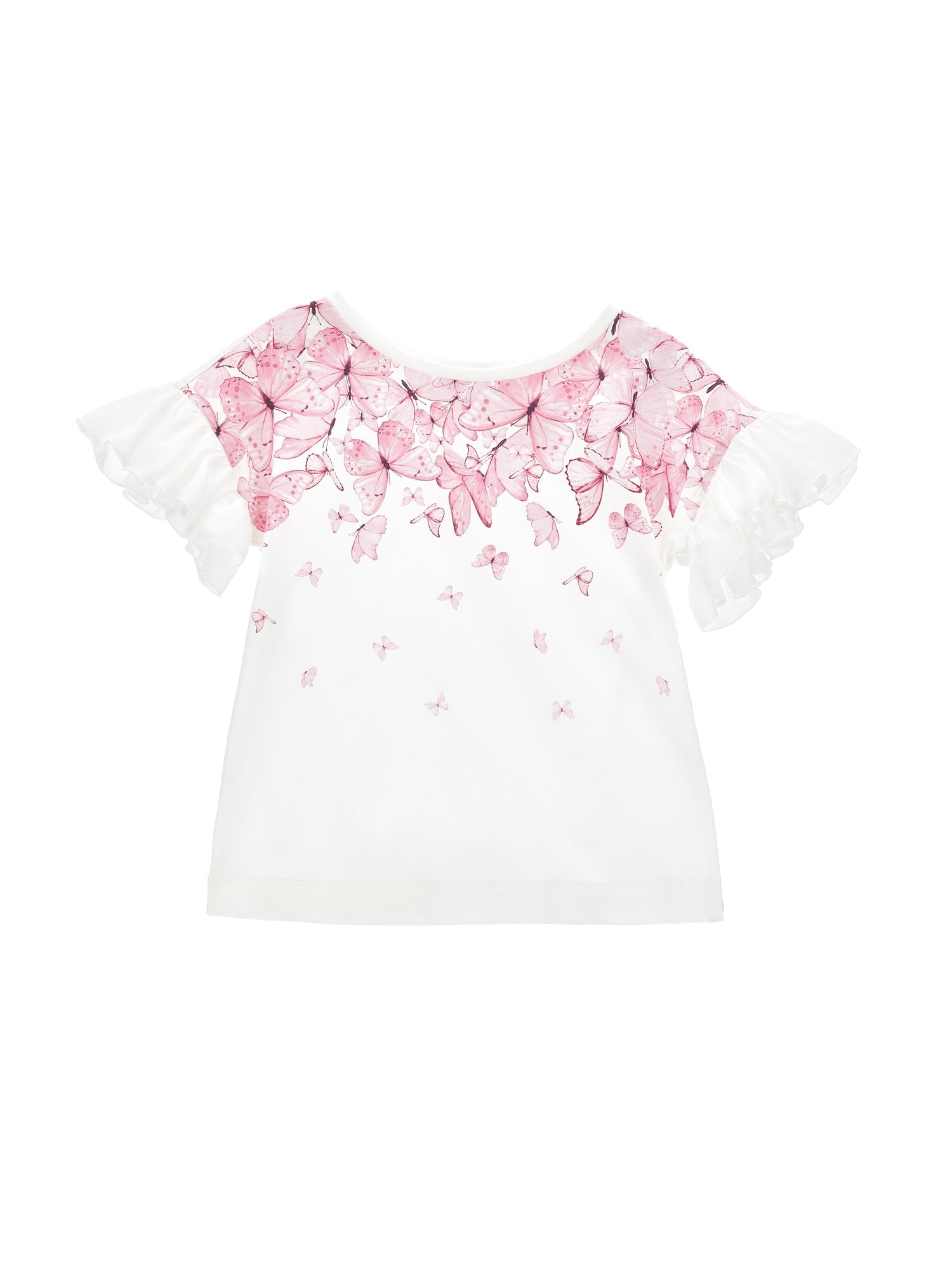 Girls | Organic Cotton Butterflies T-Shirt | Cream/FairyTale
