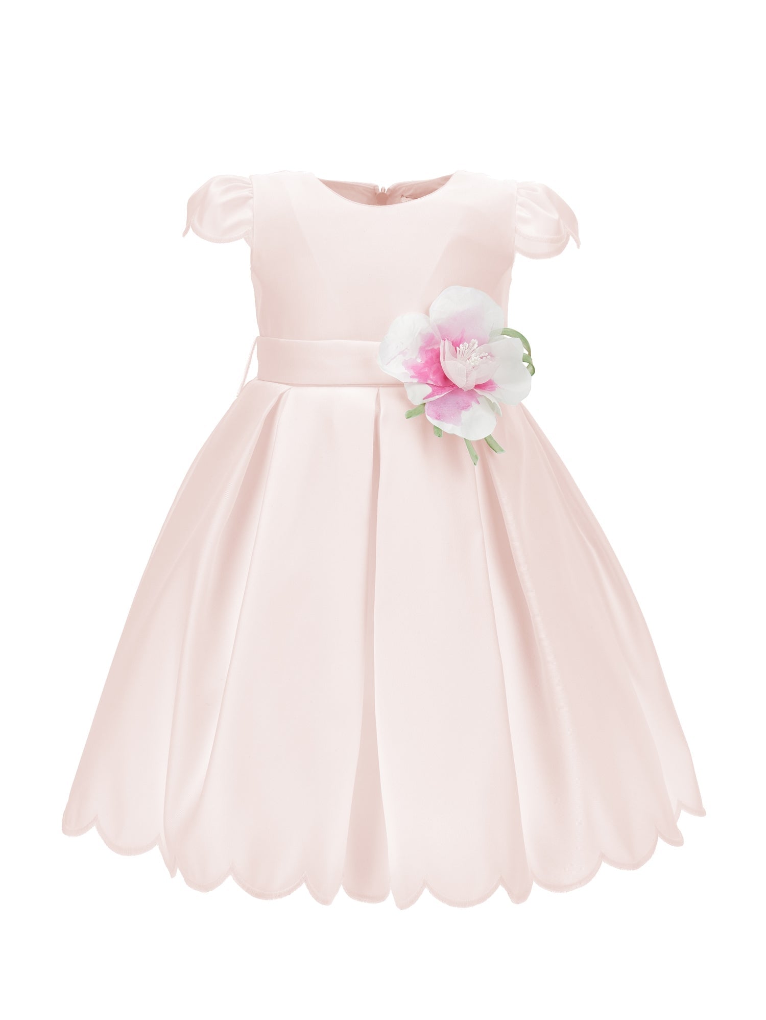 Girls | Scalloped Mikado Dress | Antique Pink