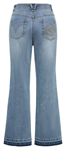 Mulberry Silk Cotton High-Waist Jeans | Blue