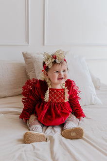 Baby Girls | Victoria Velvet Romper | Red