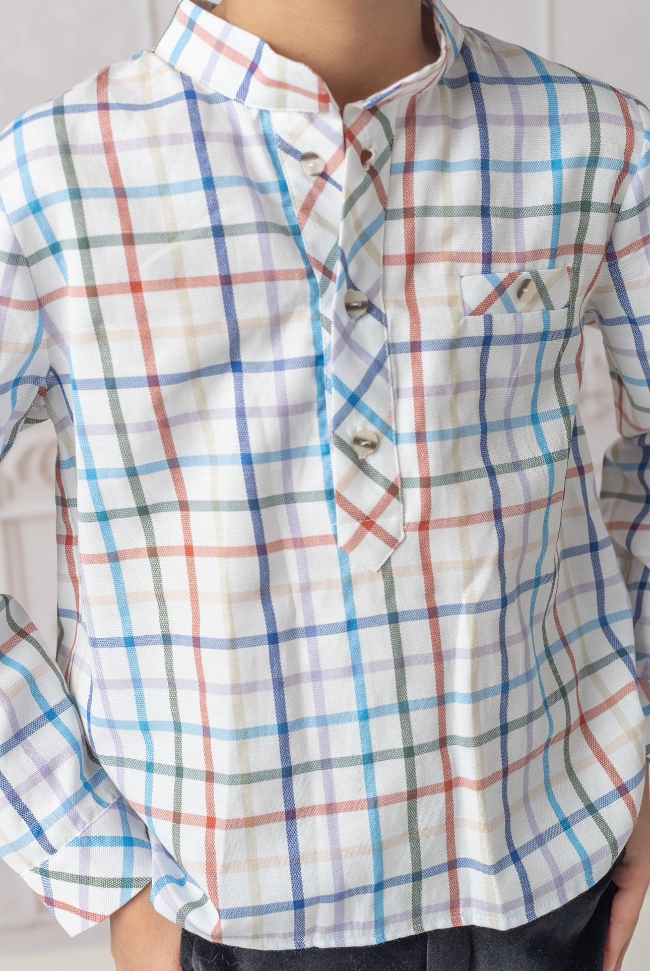 Boys | Charlie Checkered Mandarin Collar Shirt | Multi