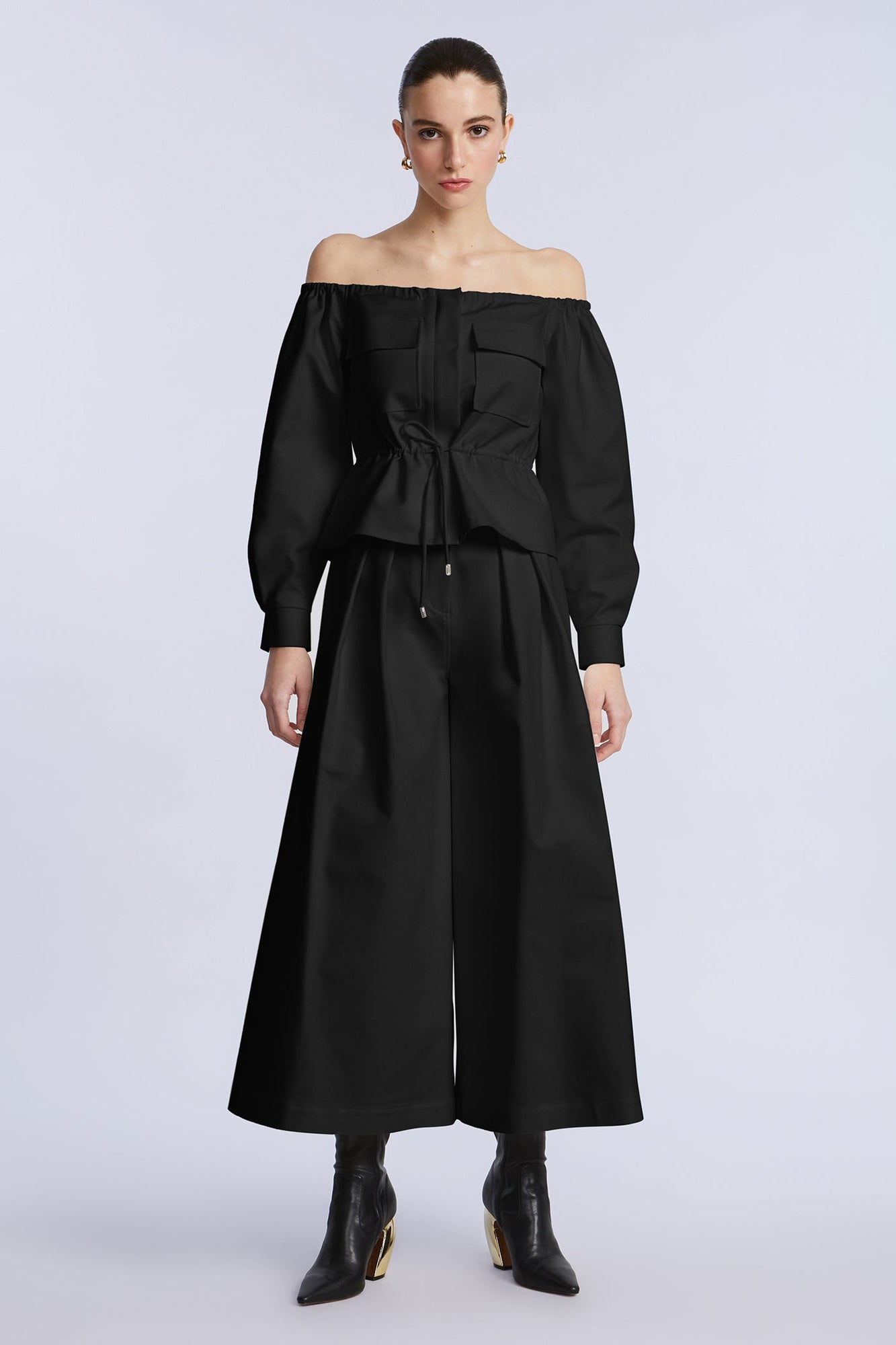 Off Shoulder Drawstring Top | Black