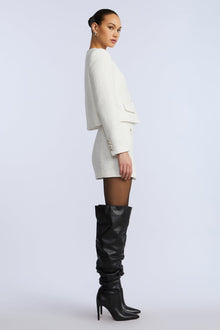 Tweed Wrap Short Skirt | White