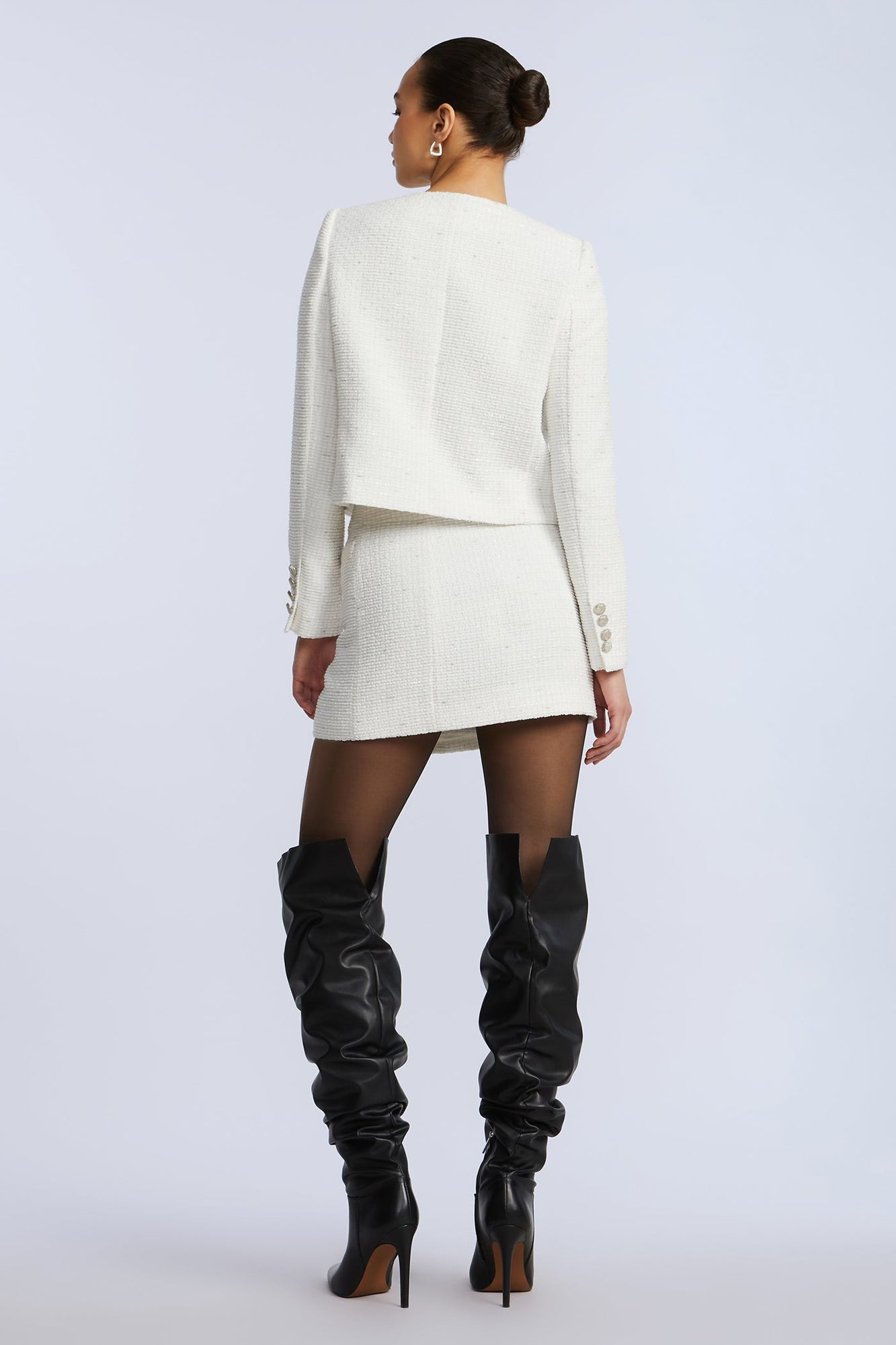 Tweed Wrap Short Skirt | White