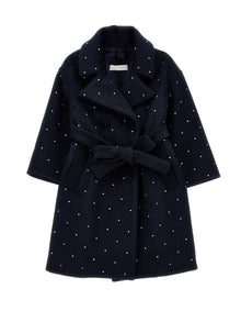 Girls | Cloth Coat With Rhinestones | Navy Blue