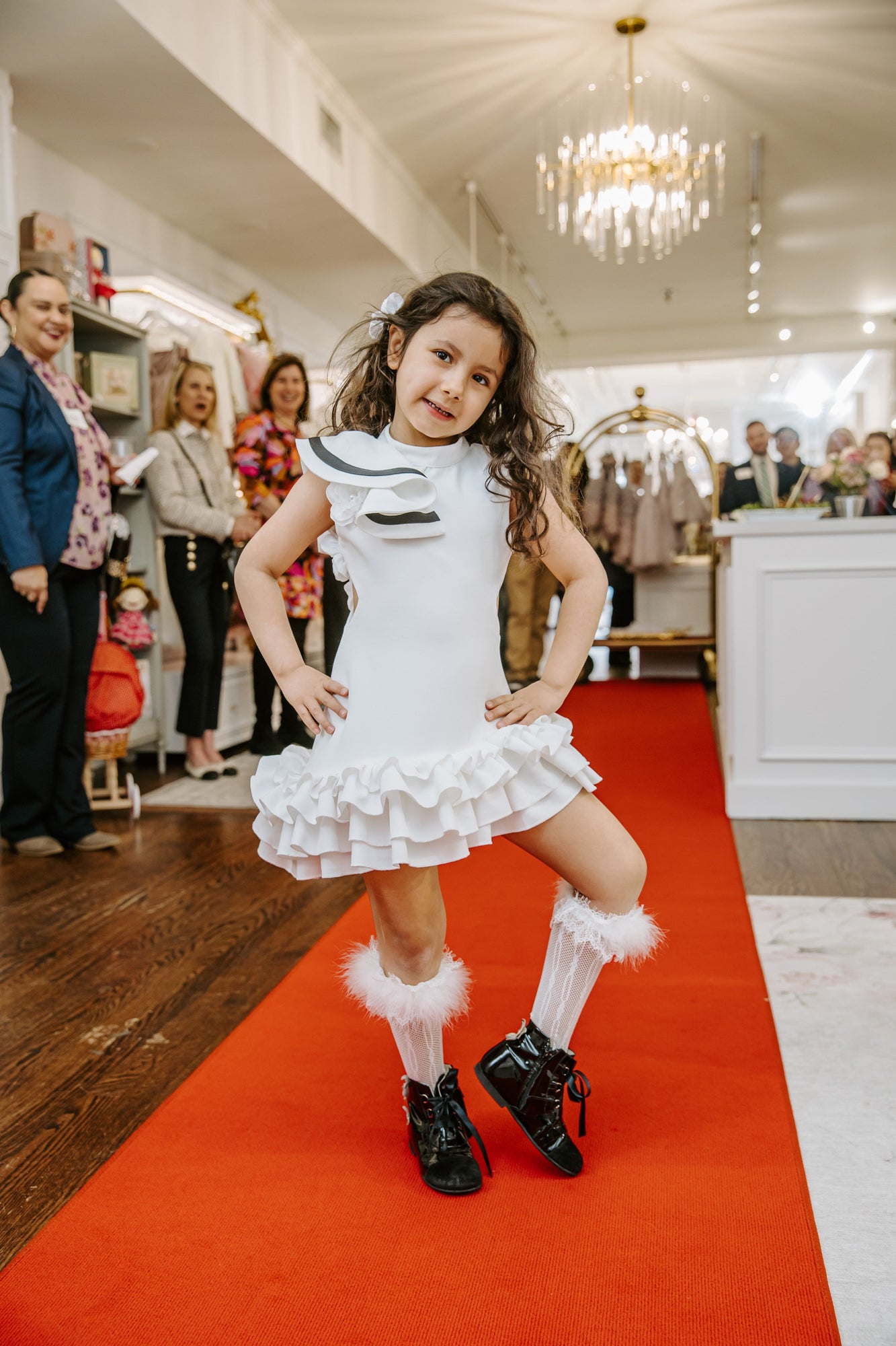 Baby Girls | Alex Ruffle Dress with Contrast Line | White & Black