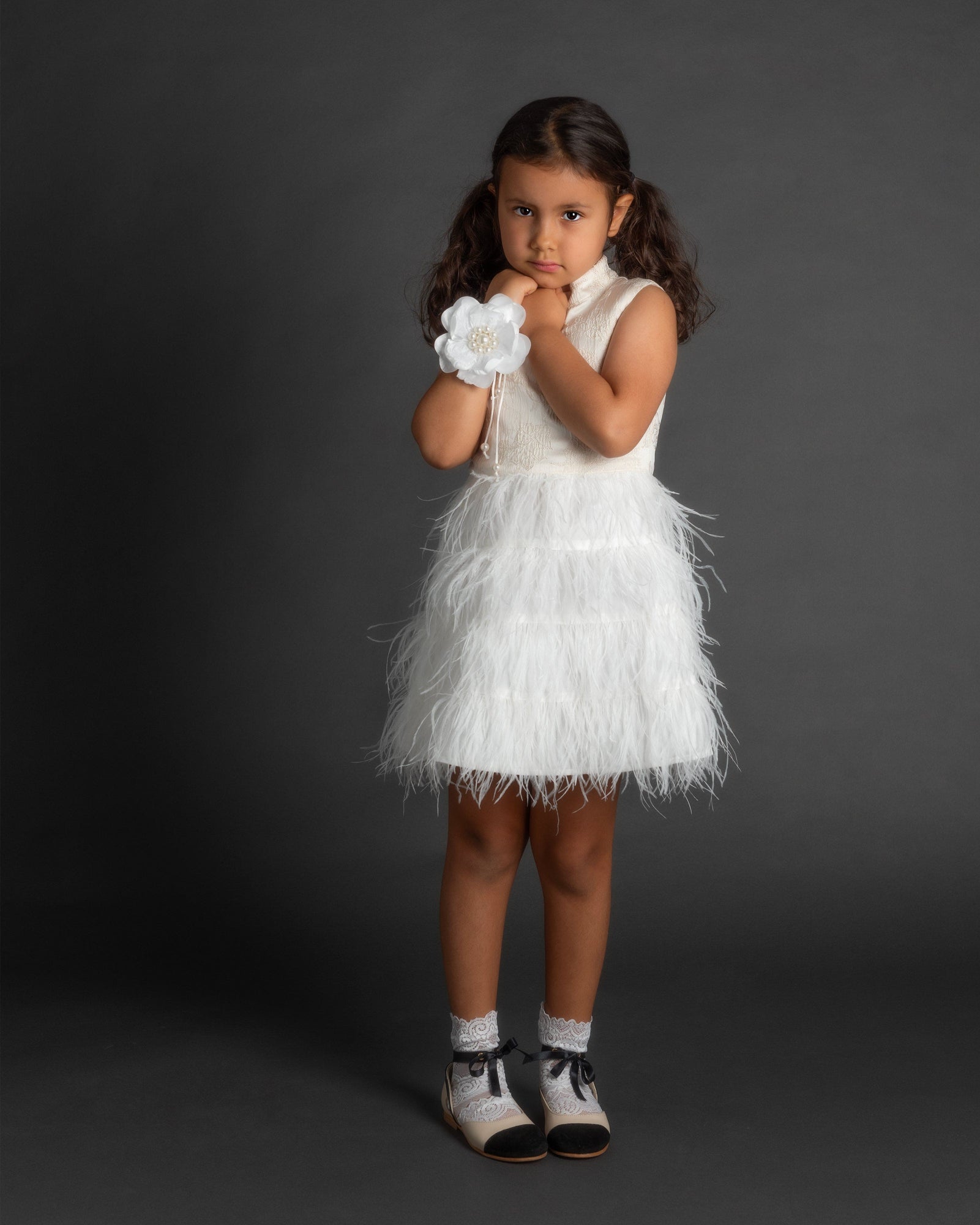 Baby Girls | Eliza Feather Dress | Ivory