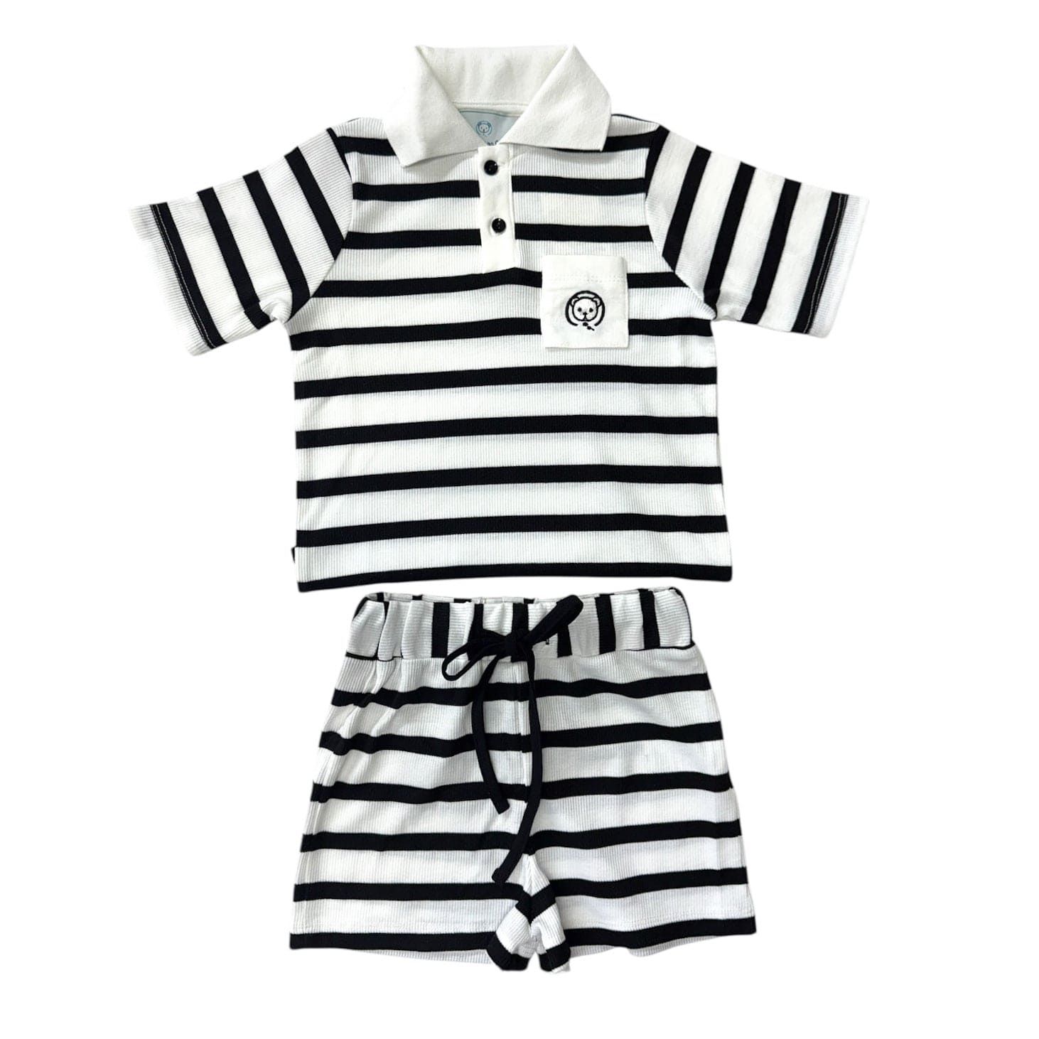 Boys | Monaco and Striped Top and Shorts Set | Black & White