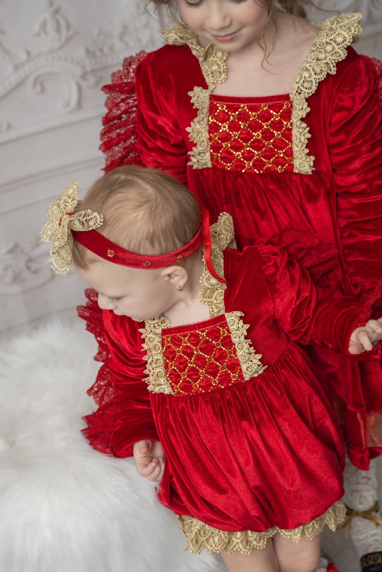 Baby Girls | Victoria Velvet Romper | Red