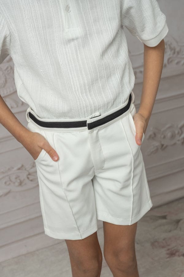 Baby Boys | Alex Shorts With Contrast Line | White & Black