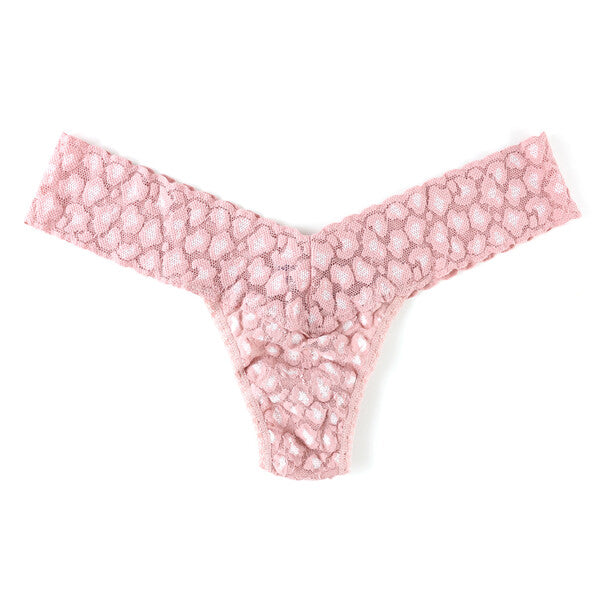 Petite Lace Low Rise Thong | Desert Rose/White