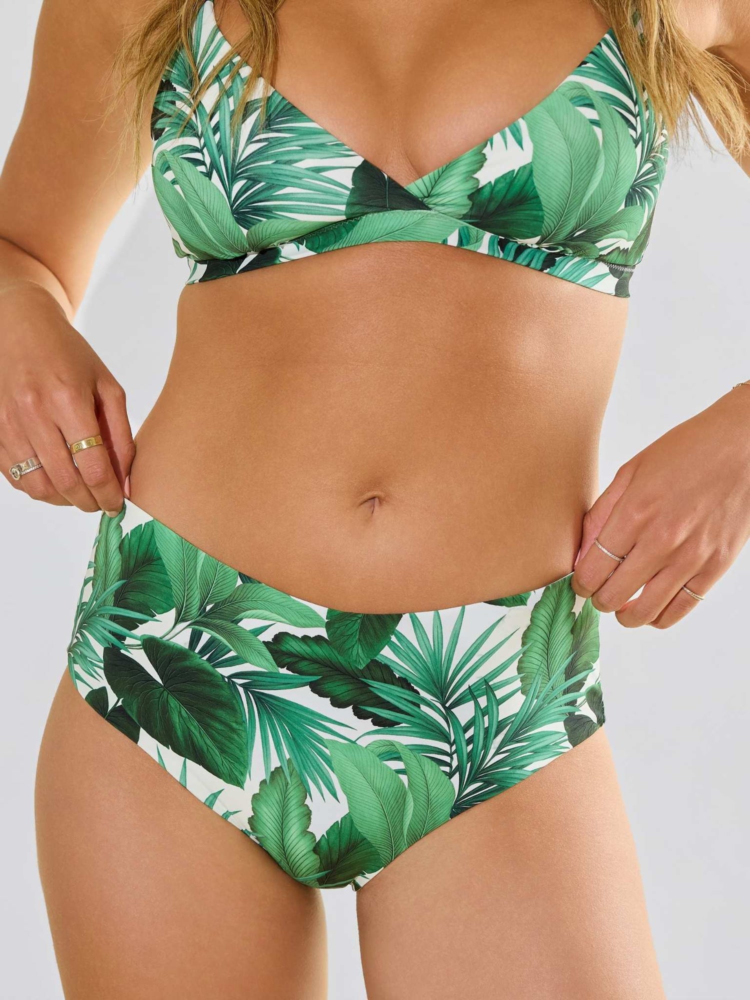 Swim High Rise Bottom | Stay Palm (Green)