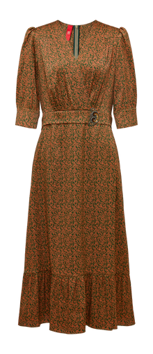 One-Piece Tea-Length Dress | Brown