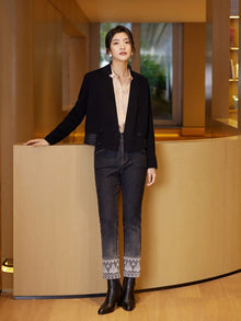 Standing Collar Woolen Coat | Black