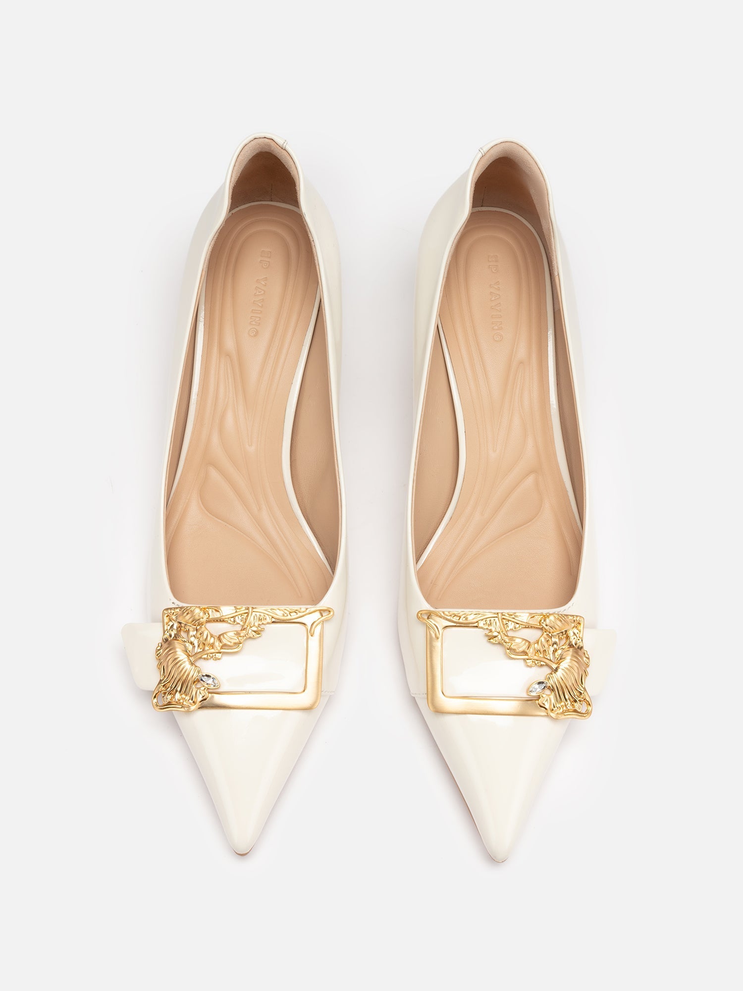 Chinese-Style Decorative Buckle High Heels | White