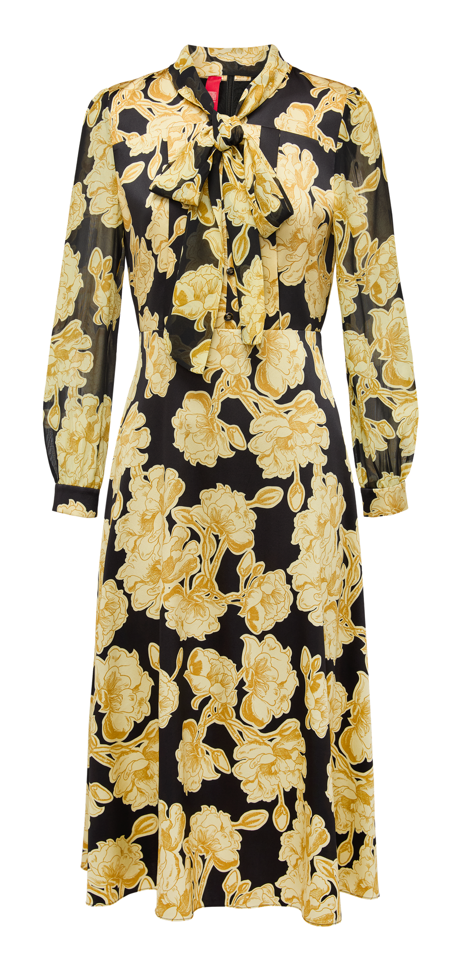 Printed Mulberry Silk Dress | Yellow