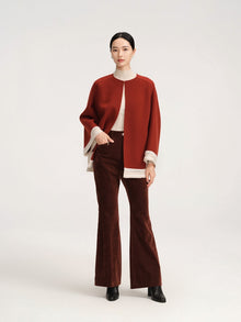Chinese-style Wool Jacket | Claret