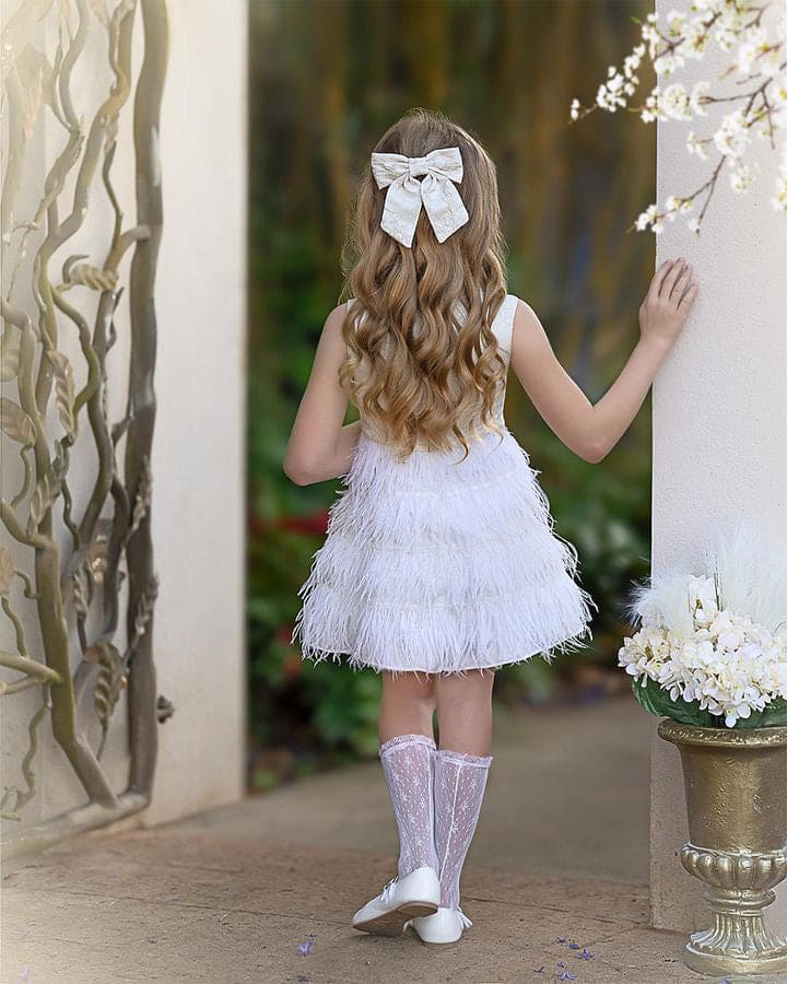 Baby Girls | Eliza Feather Dress | Ivory