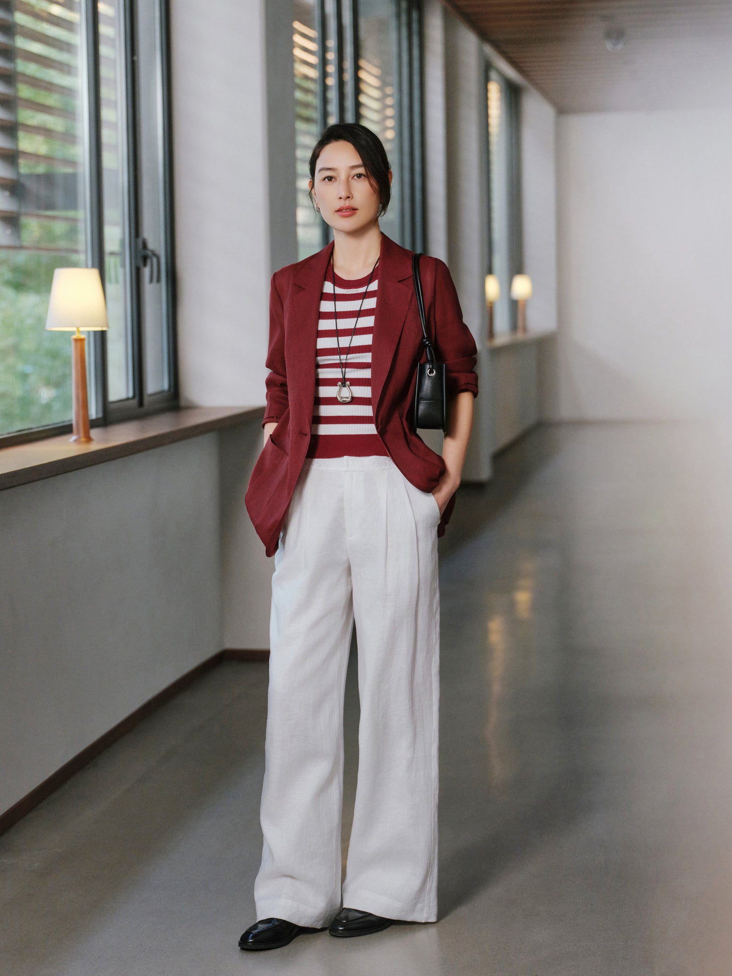 Commuter Lightweight Blazer Coat | Wine Red