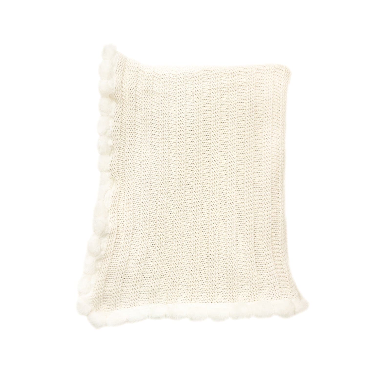 Organic Cotton Knit Pom Pom Blanket | Oatmeal