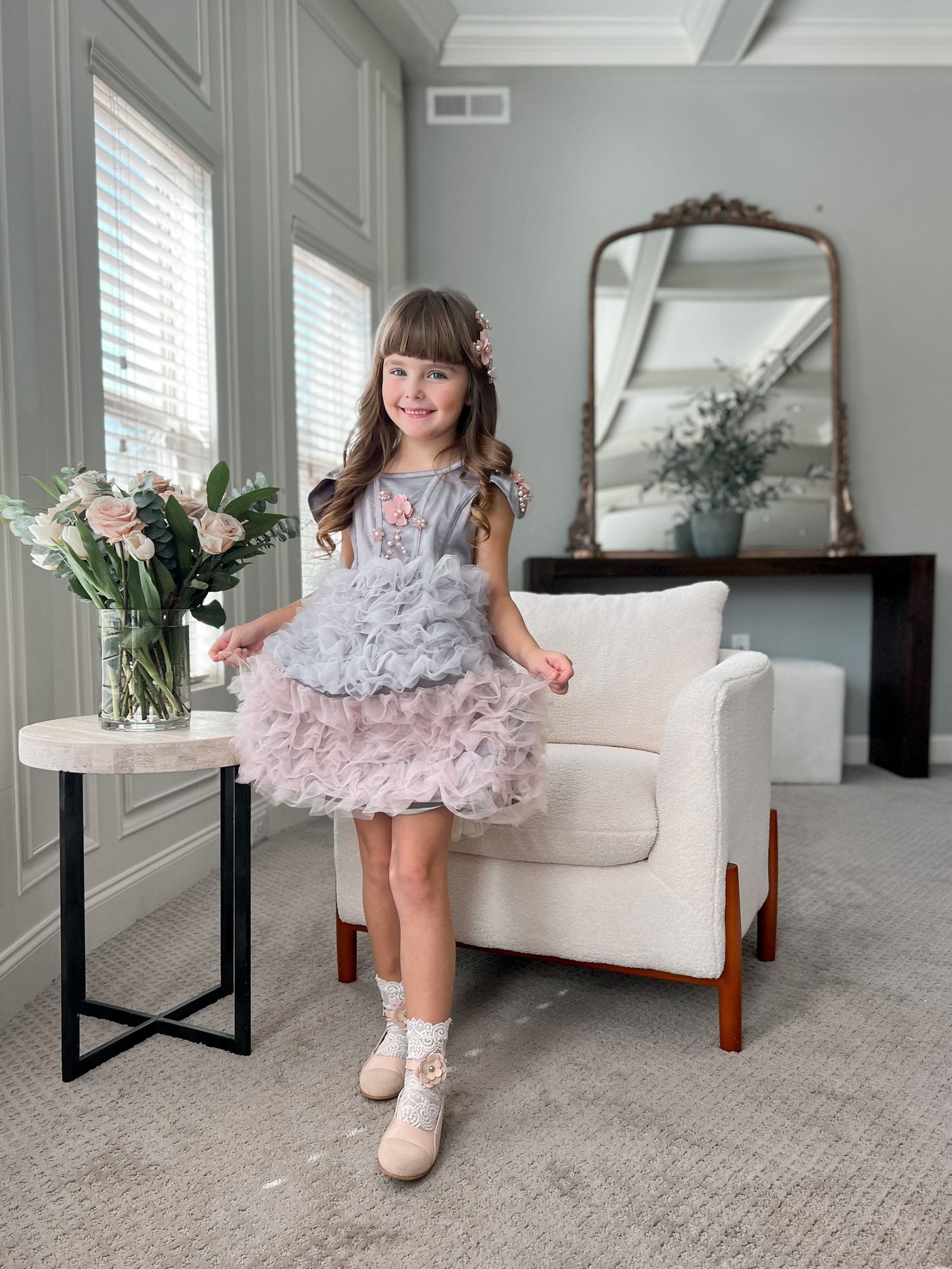 Baby Girls | Mia and Ombré Cupcake Tulle Dress | Grey & Pink