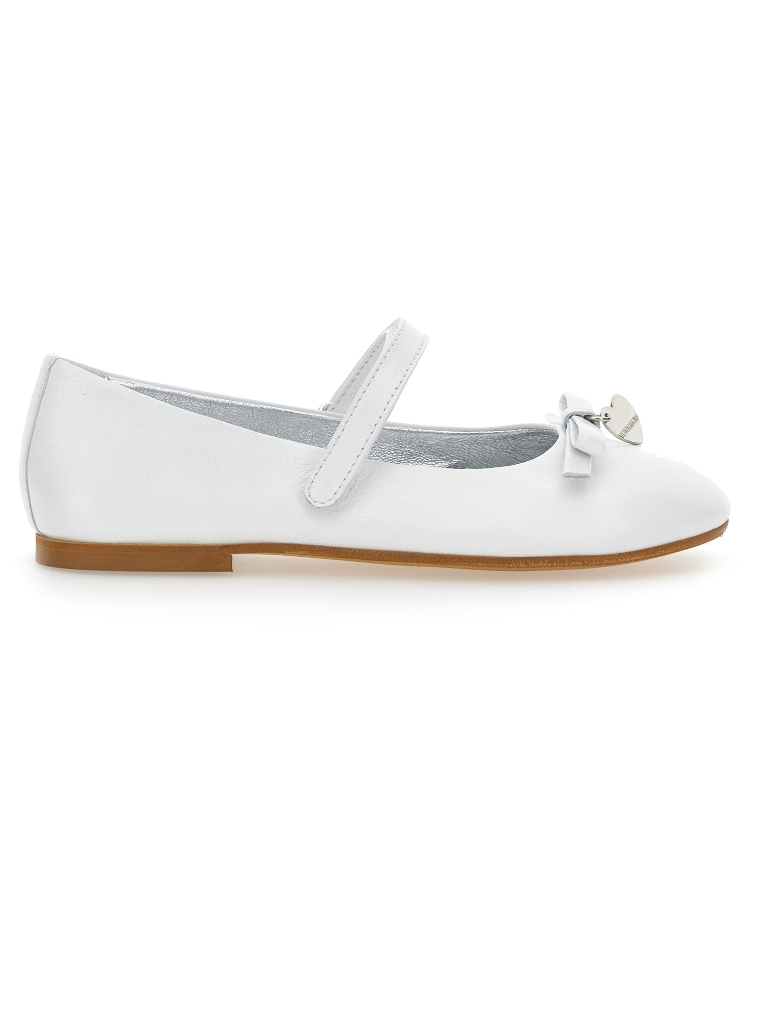 Girls | Iridescent Leather Ballet Flats | White