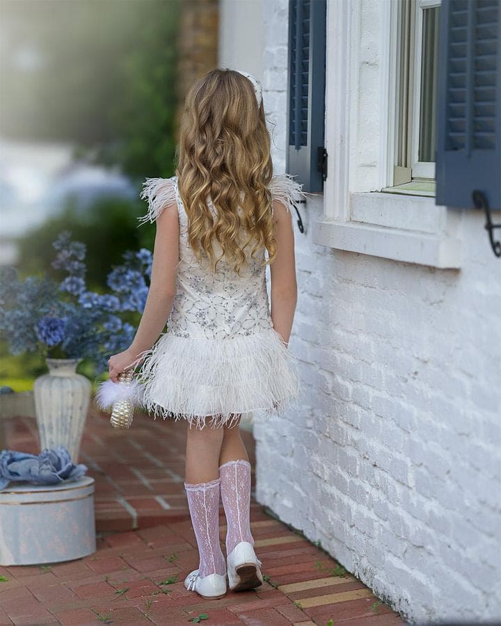 Baby Girls | Olivia Feather Dress | White