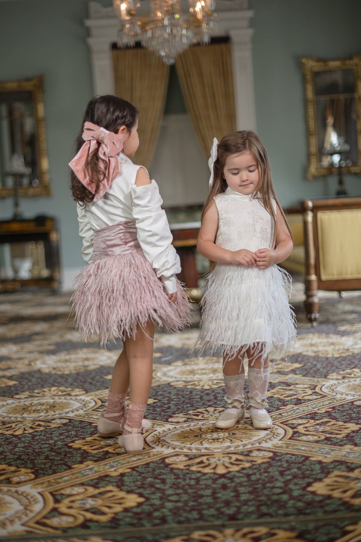 Baby Girls | Eliza Feather Dress | Ivory