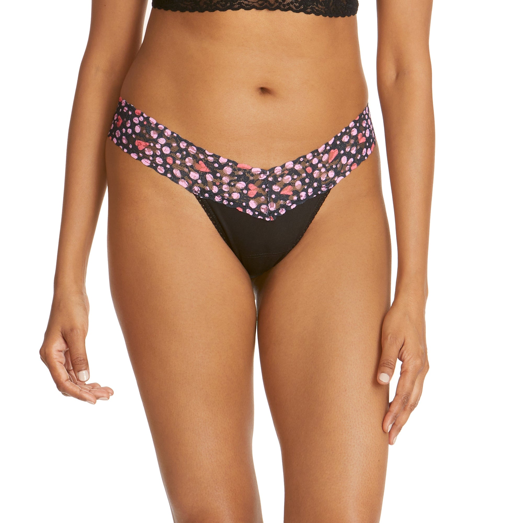Cotton Low Rise Thong | Blac/Love Nest