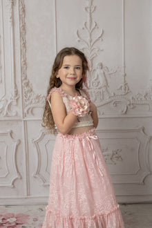 Baby Girls | Molly Tweed Top and Lace Skirt Set | Pink