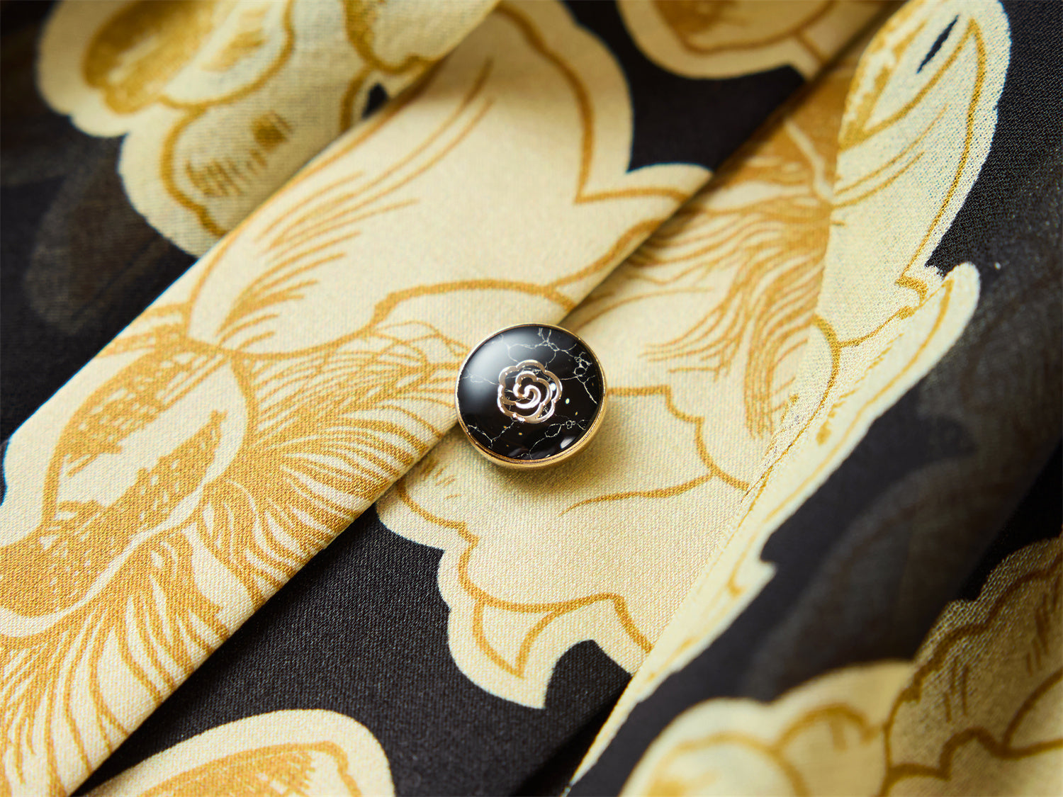 Printed Mulberry Silk Dress | Yellow