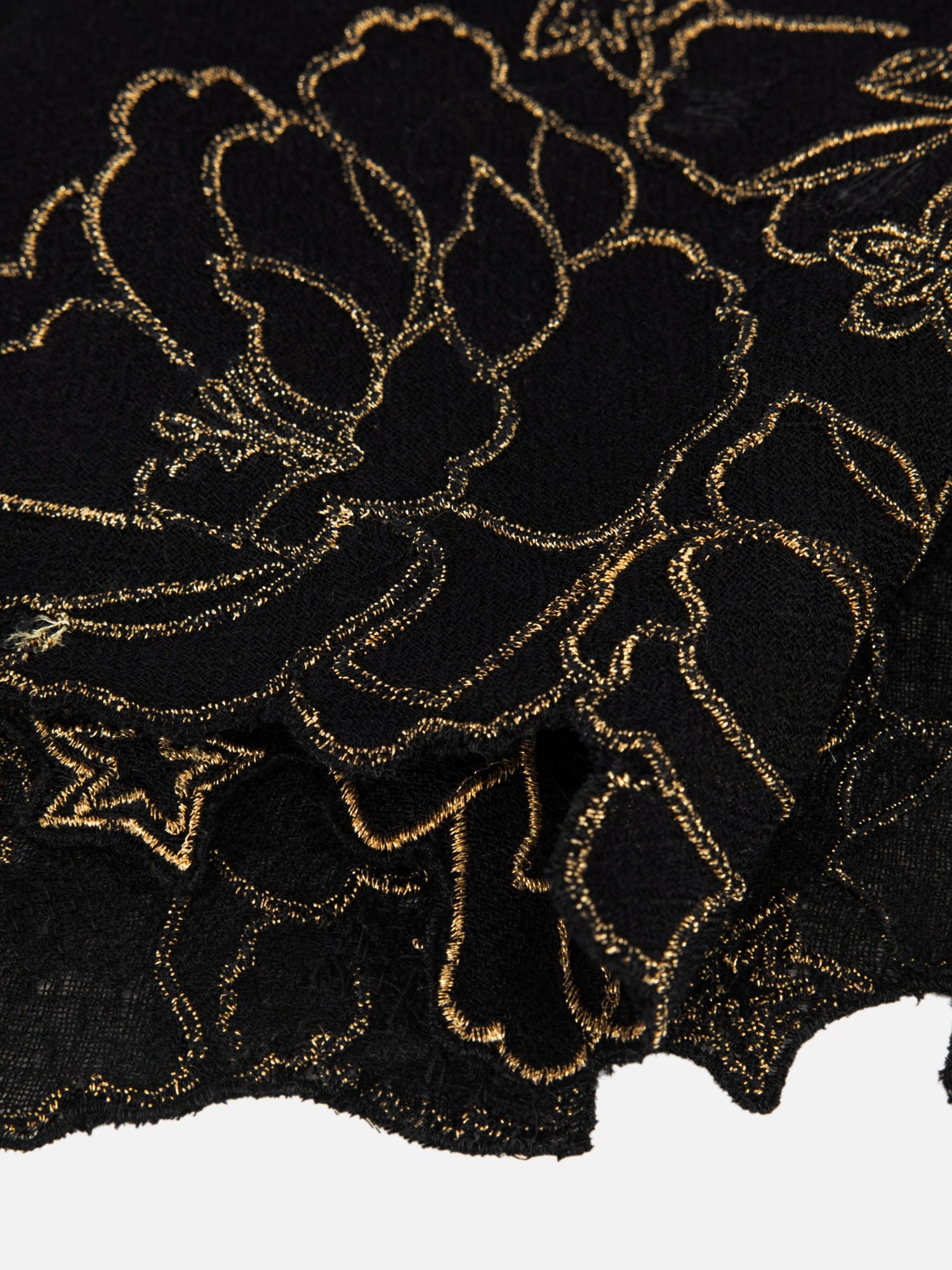 Embroidered Cashmere Scarf | Black