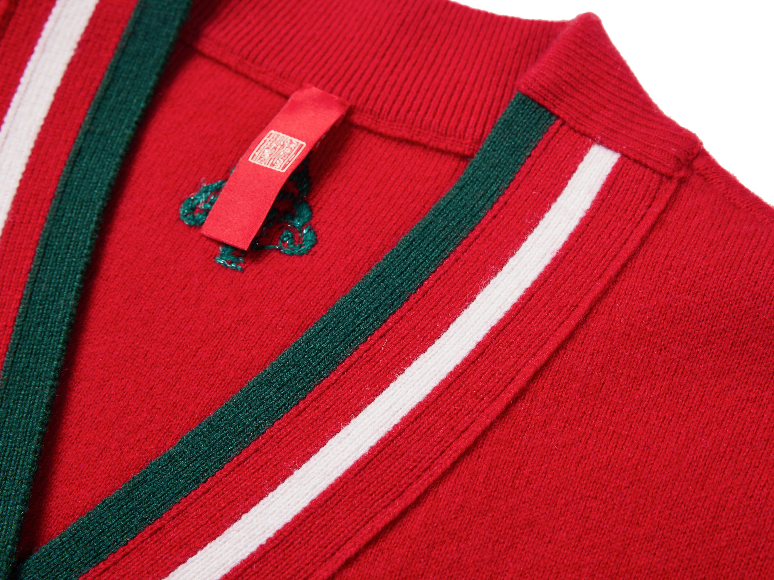 Woolen Knit Cardigan | Red