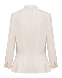 Flared Peplum Hem Blazer | Beige