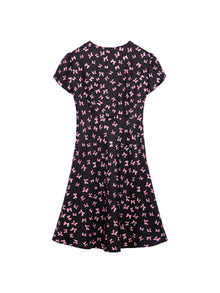 Round Neck A-line Dress | Black