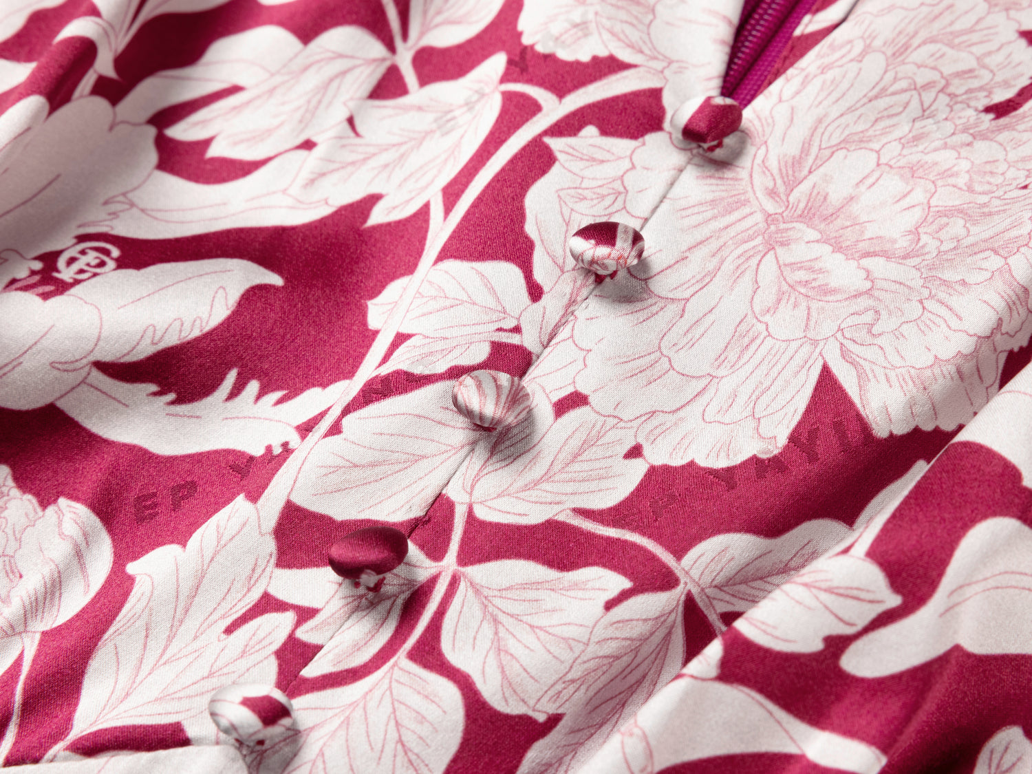 Silk Printed Waist-Cinched Dress | Red