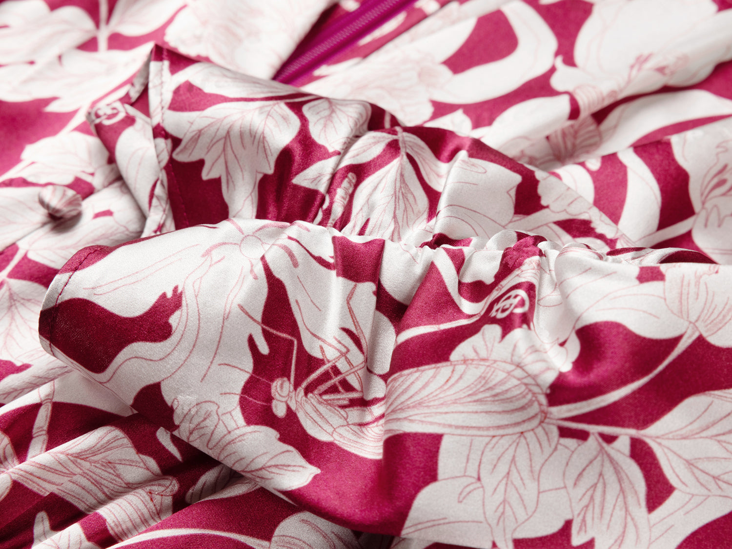 Silk Printed Waist-Cinched Dress | Red
