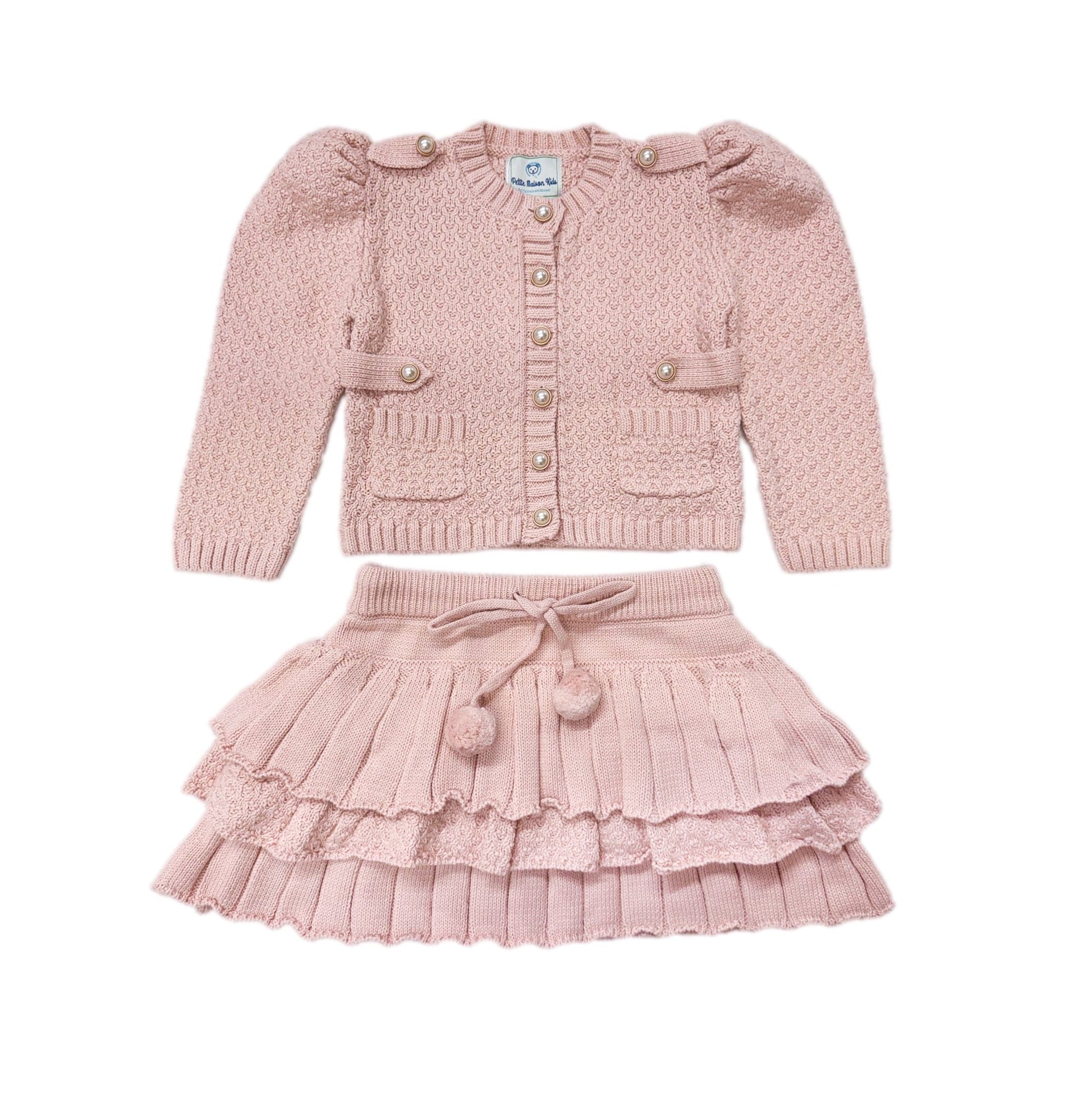 Baby Girls | Julie Knit Cotton Top and Skirt Set | Pink