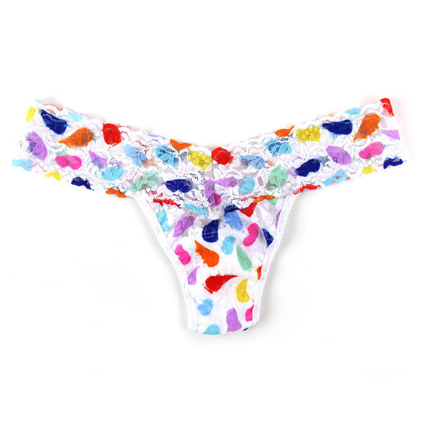 Signature Lace Low Rise Thong | White x Multi (V1)