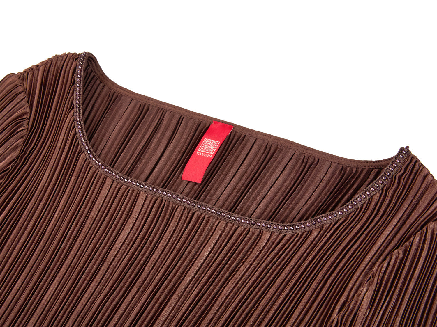 Pleated Waist-Cinched Dress | Brown